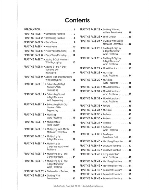 100 Math Practice Pages: Grade 4
