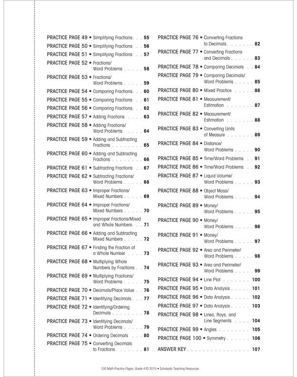 100 Math Practice Pages: Grade 4