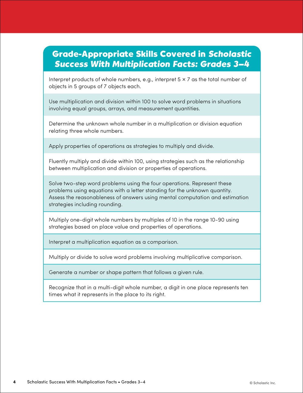 Scholastic Success with Multiplication Facts Grades 3-4 Workbook