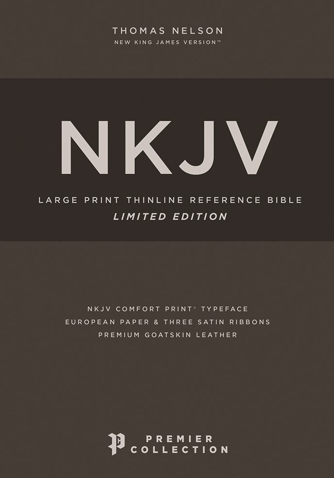 NKJV, Thinline Reference Bible, Large Print, Premium Goatskin Leather, Green, Premier Collection, Red Letter, Comfort Print