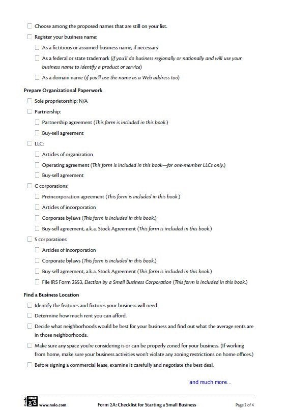 Legal Forms for Starting & Running a Small Business