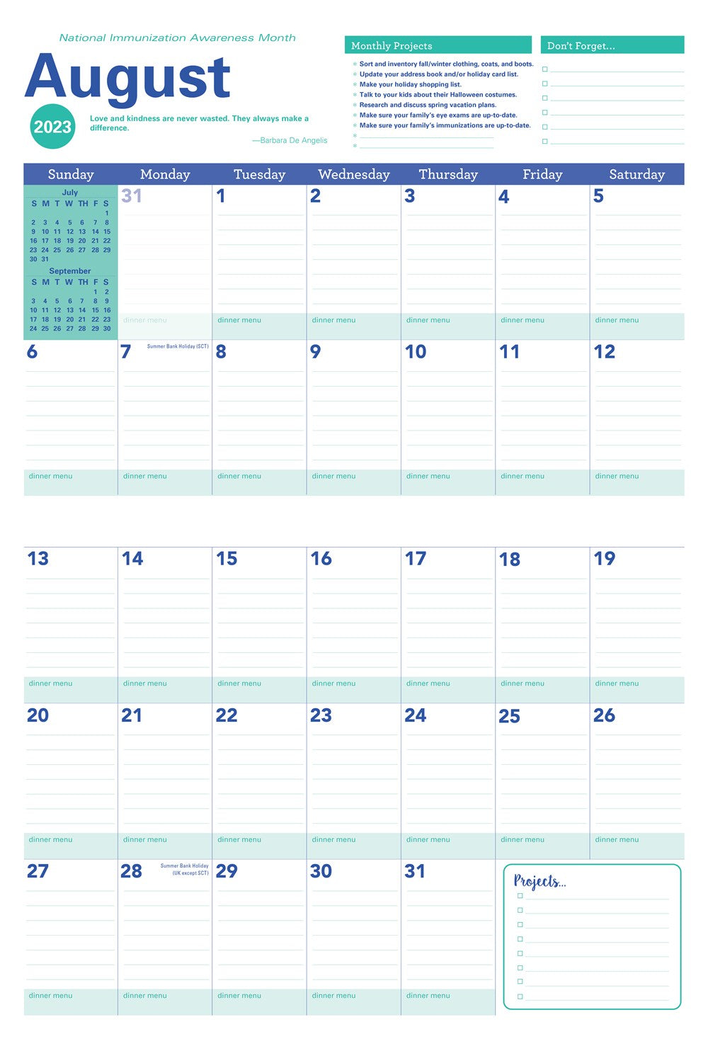 2024 Amy Knapp's Big Grid Family Organizer Wall Calendar