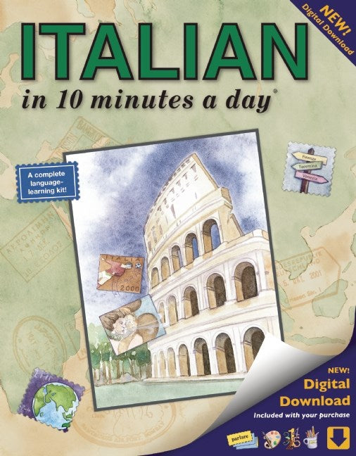 ITALIAN in 10 minutes a day: Language course for beginning and advanced study. Includes Workbook, Flash Cards, Sticky Labels, Menu Guide, Software, Glossary, and Phrase Guide. Grammar. Bilingual Books, Inc. (Publisher) (8th Edition)