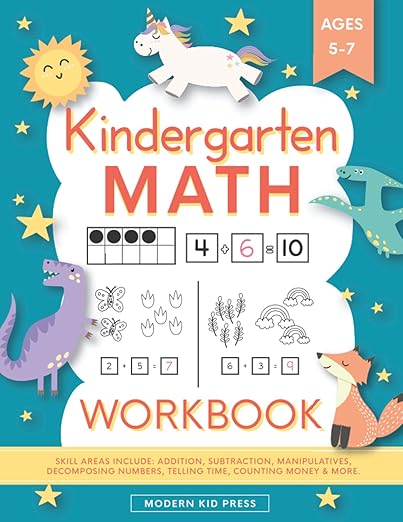 Kindergarten Math Workbook: Kindergarten and 1st Grade Workbook Age 5-7 | Homeschool Kindergarteners | Addition and Subtraction Activities + Worksheets