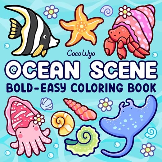 Ocean Scene: Coloring Book for Adults and Kids, Bold and Easy Designs for Relaxation with Sea Life (Bold & Easy Coloring)