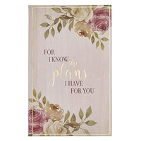 Christian Art Gifts Flexcover Journal | For I Know The Plans - Jeremiah 29:11 Bible Verse | Floral Inspirational Notebook w/128 Lined Pages, 5.5" x 8.5"