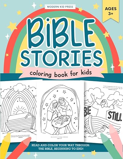The Bible Stories Christian Coloring Book for Kids: Read and Color Your Way Through the Bible, Beginning to End