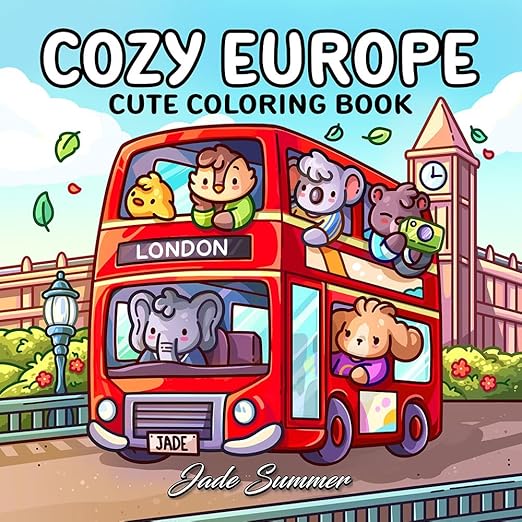 Cozy Europe: Cute Coloring Book for Adults and Teens with Charming Characters and Delightful European Scenes for Relaxation (Cozy Coloring Books)
