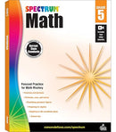 Spectrum 5th Grade Math Workbooks, Fractions, Geometry, Algebra Prep, Decimals, Volume, Area, Graphing, and More Mathematics, Classroom or Homeschool Curriculum