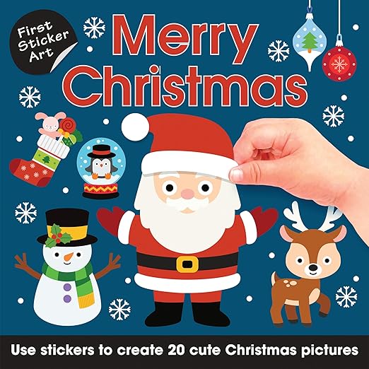 First Sticker Art: Merry Christmas: Color By Stickers for Kids, Make 20 Pictures! (Perfect Christmas Gift, Stocking Stuffer for Ages 3+)
