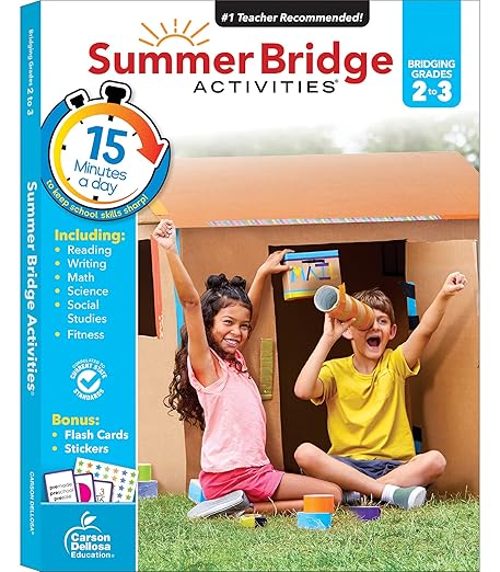 Summer Bridge Activities 2nd to 3rd Grade Workbooks, Activity Book With Math, Reading Comprehension, Science, Fitness, Social Studies, Writing Practice, and Flash Cards (Volume 4)