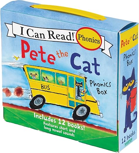 Pete the Cat 12-Book Phonics Fun!: A Box of 12 Mini-Books Featuring Short and Long Vowel Sounds - Expert-Reviewed Beginning Readers for Kids (Ages 3-6) (I Can Read Phonics Fun)