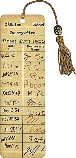 Vintage Library Card Beaded Bookmark