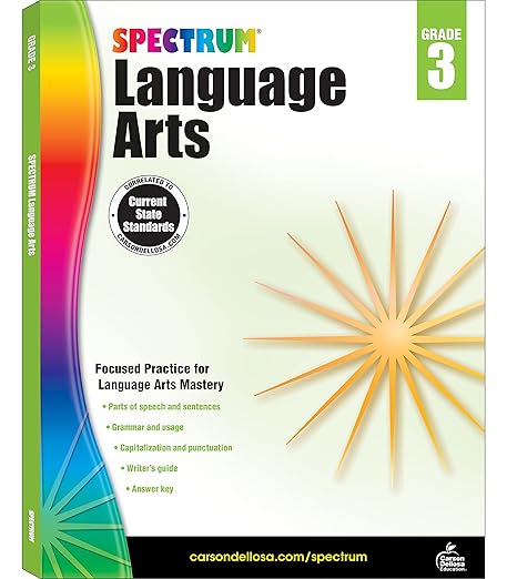 Spectrum Grade 3 Language Arts Workbook, English Grammar, Parts of Speech, Sentence Building Skills, Vocabulary, Punctuation, and More, ELA Classroom or Homeschool Curriculum
