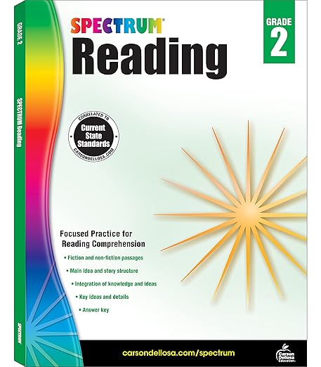 Spectrum Reading Comprehension Grade 2, Ages 7 to 8, Second Grade Reading Comprehension Workbook, Nonfiction and Fiction Passages, Story Structure and Main Ideas - 174 Pages