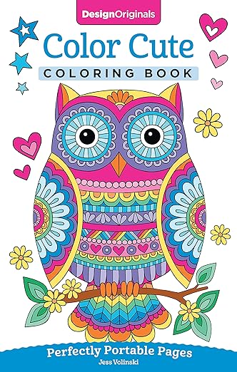 Color Cute Coloring Book: Perfectly Portable Pages (Design Originals) Pocket-Sized 5x8 Travel Coloring Book with Extra-Thick One-Sided Perforated Pages for Relaxing Art Anywhere