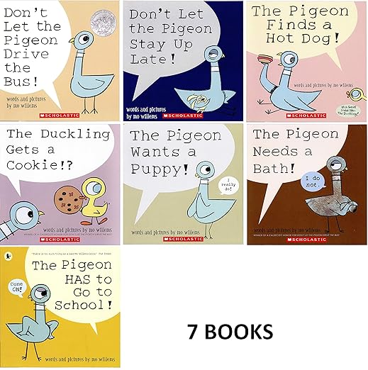 Pigeon Series 7 Book Set : Don't Let the Pigeon Drive the Bus / Stay up Late. Pigeon Finds a Hot Dog ....and 4 More Titles