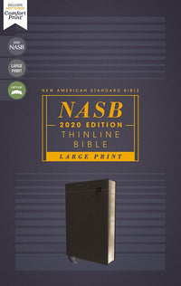 NASB, Thinline Bible, Large Print, Leathersoft, Black, Red Letter, 2020 Text, Thumb Indexed, Comfort Print