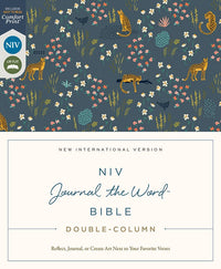 NIV, Journal the Word Bible (Perfect for Note-Taking), Double-Column, Cloth over Board, Navy Floral, Red Letter, Comfort Print: Reflect, Take Notes, or Create Art Next to Your Favorite Verses
