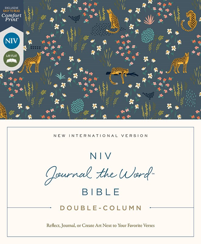 NIV, Journal the Word Bible (Perfect for Note-Taking), Double-Column, Cloth over Board, Navy Floral, Red Letter, Comfort Print: Reflect, Take Notes, or Create Art Next to Your Favorite Verses