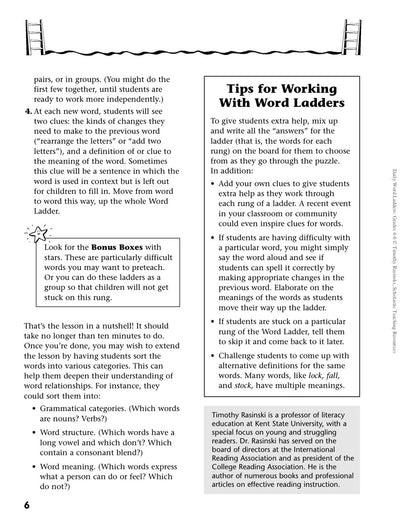 Daily Word Ladders: Grades 4-6: 100 Reproducible Word Study Lessons That Help Kids Boost Reading, Vocabulary, Spelling & Phonics Skills--Independently!