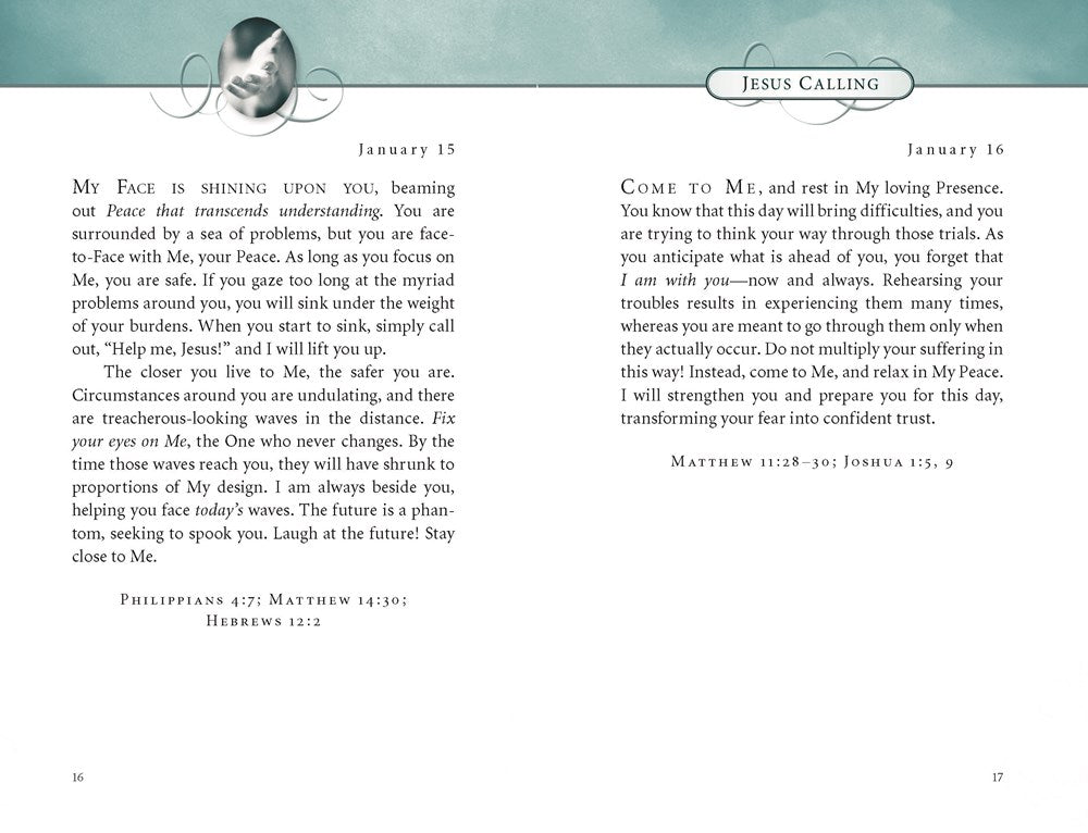 Jesus Calling, Teal Leathersoft, with Scripture References