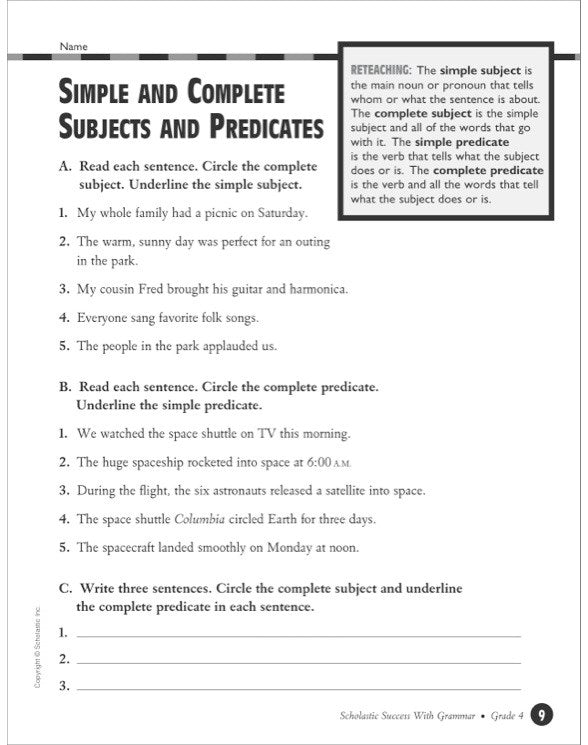 Scholastic Success With Grammar: Grade 4 Workbook