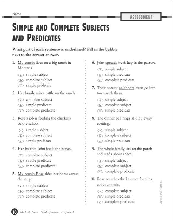 Scholastic Success With Grammar: Grade 4 Workbook