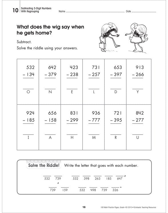 100 Math Practice Pages: Grade 4