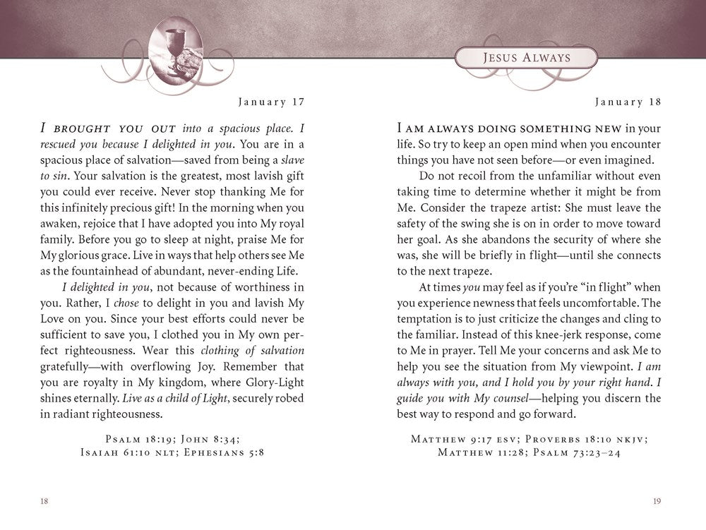 Jesus Always, Padded Hardcover, with Scripture References: Embracing Joy in His Presence (A 365-Day Devotional) - The Perfect Christian Christmas Gift