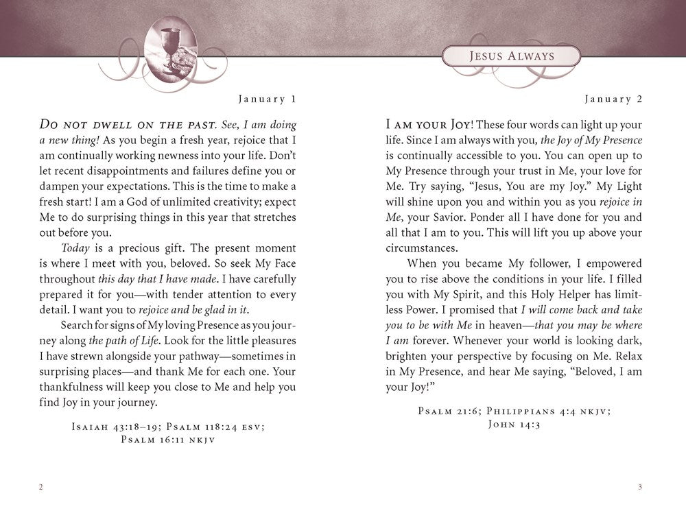 Jesus Always, Padded Hardcover, with Scripture References: Embracing Joy in His Presence (A 365-Day Devotional) - The Perfect Christian Christmas Gift