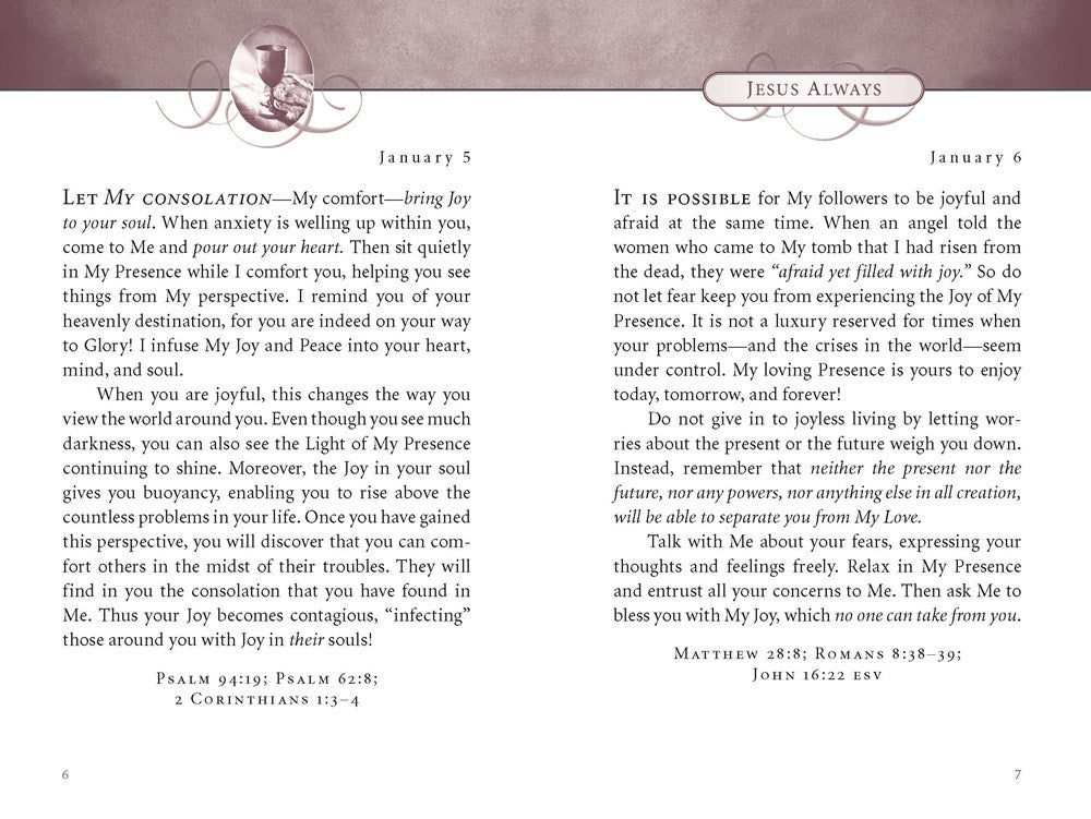 Jesus Always, Padded Hardcover, with Scripture References: Embracing Joy in His Presence (A 365-Day Devotional) - The Perfect Christian Christmas Gift