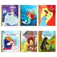 Disney Princess Little Golden Book Library -- 6 Little Golden Books: Tangled; Brave; The Princess and the Frog; The Little Mermaid; Beauty and the Beast; Cinderella