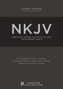 NKJV, Reference Bible, Classic Verse-by-Verse, Center-Column, Premium Goatskin Leather, Brown, Premier Collection, Red Letter, Comfort Print