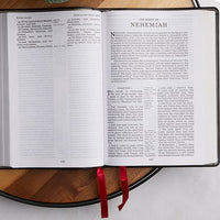NKJV, Reference Bible, Classic Verse-by-Verse, Center-Column, Premium Goatskin Leather, Brown, Premier Collection, Red Letter, Comfort Print