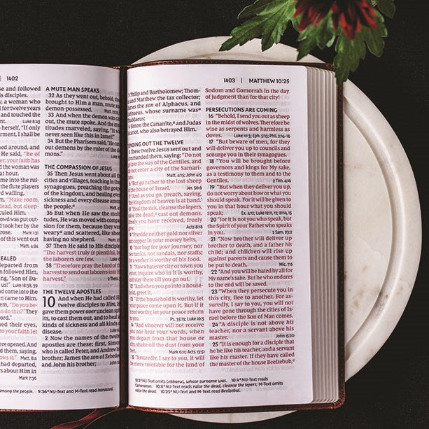 NKJV, End-of-Verse Reference Bible, Personal Size Large Print, Leathersoft, Green, Red Letter, Comfort Print