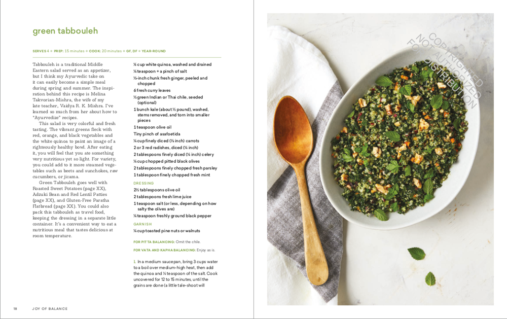 Joy of Balance - An Ayurvedic Guide to Cooking with Healing Ingredients