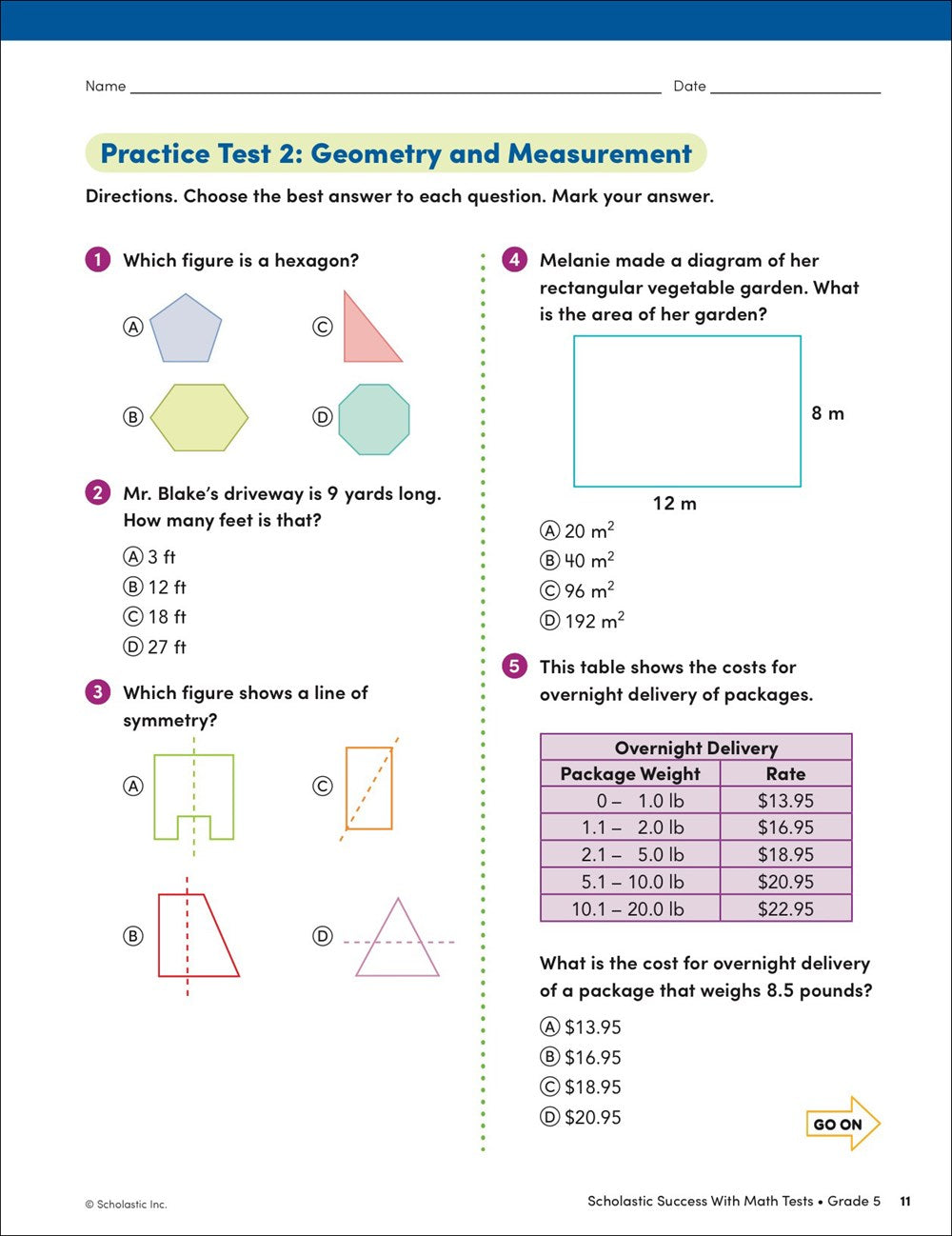 Scholastic Success with Math Tests Grade 5 Workbook