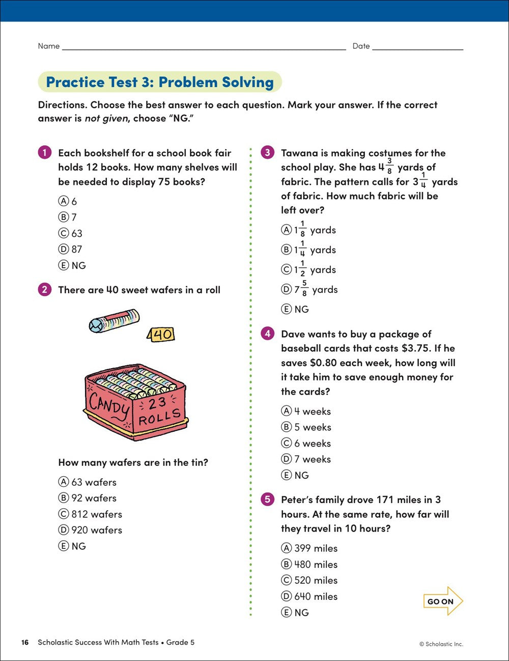 Scholastic Success with Math Tests Grade 5 Workbook