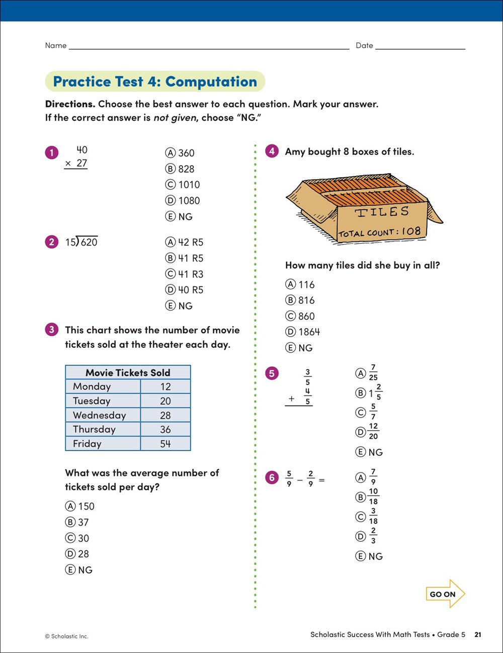 Scholastic Success with Math Tests Grade 5 Workbook