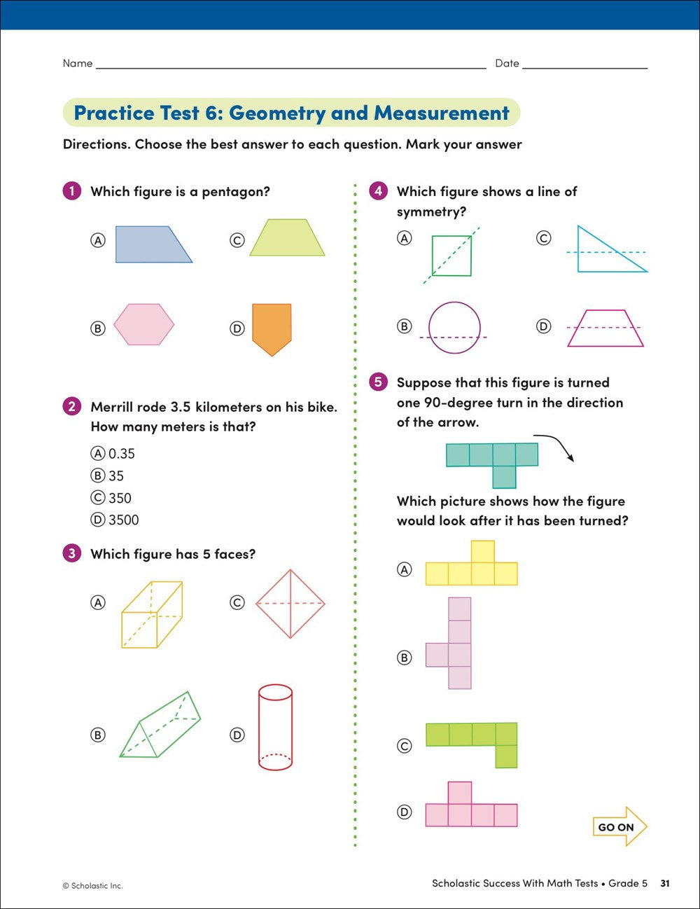 Scholastic Success with Math Tests Grade 5 Workbook