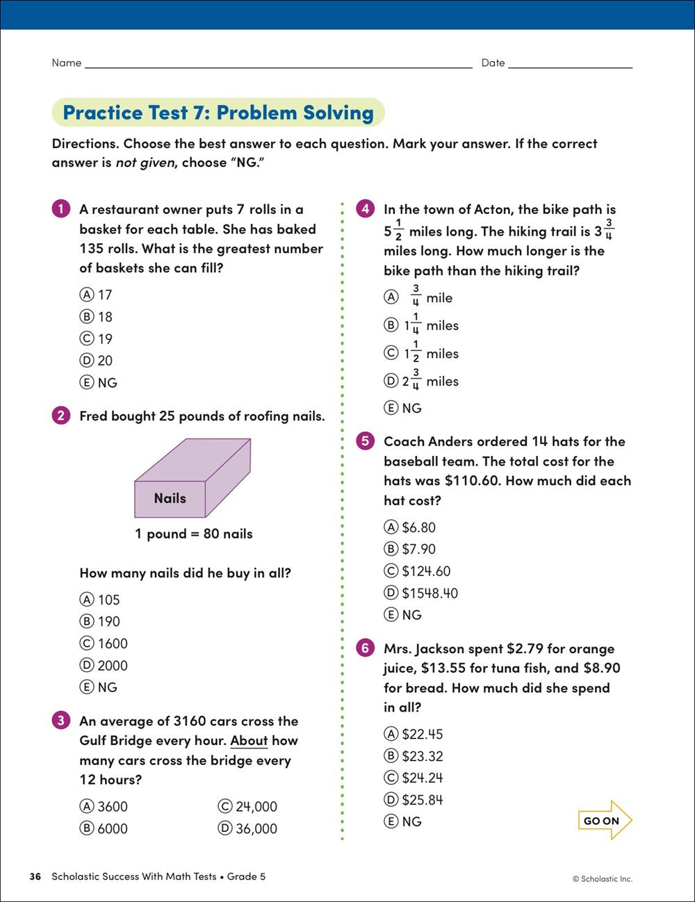 Scholastic Success with Math Tests Grade 5 Workbook