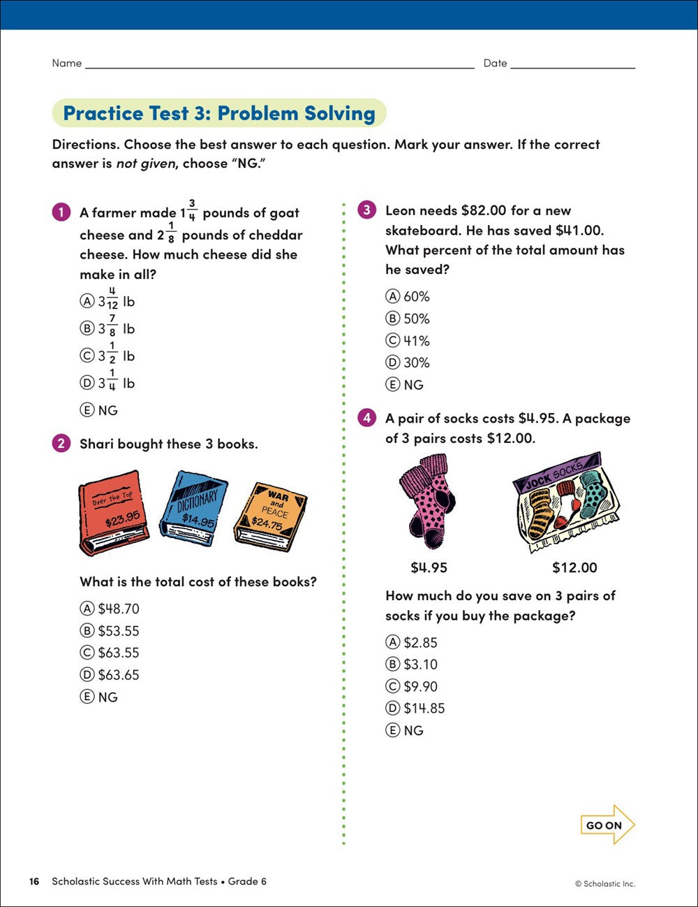 Scholastic Success with Math Tests Grade 6 Workbook