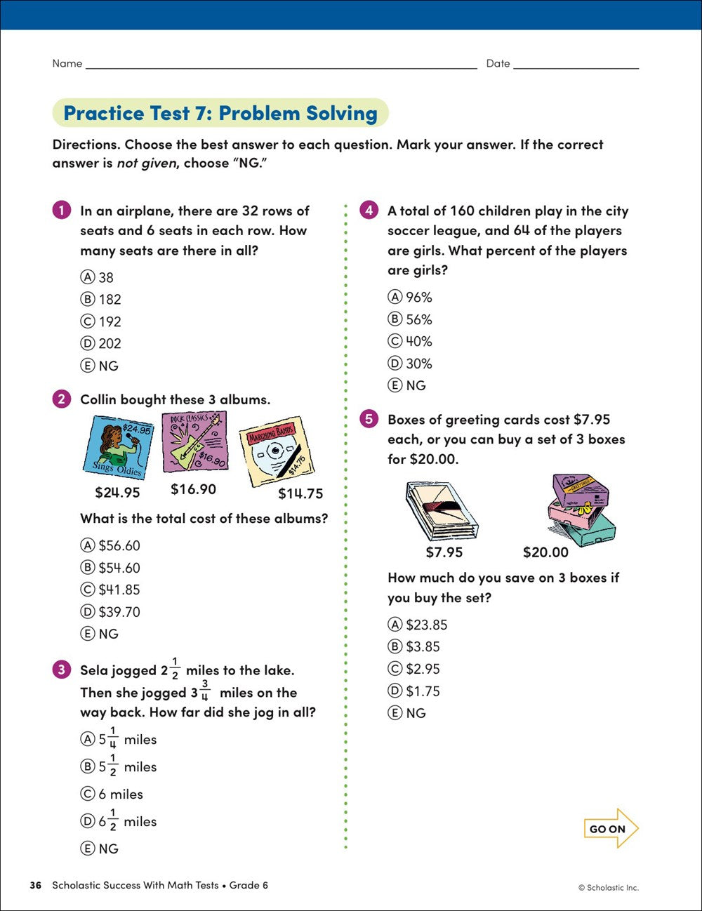Scholastic Success with Math Tests Grade 6 Workbook