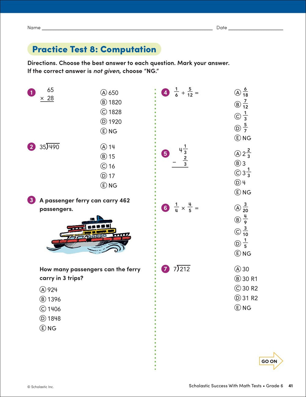 Scholastic Success with Math Tests Grade 6 Workbook