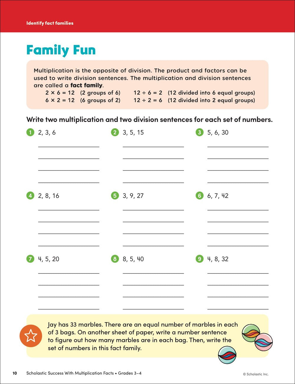 Scholastic Success with Multiplication Facts Grades 3-4 Workbook