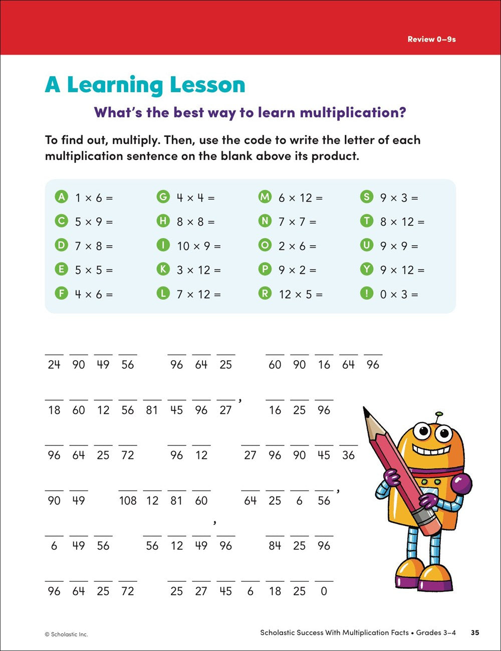 Scholastic Success with Multiplication Facts Grades 3-4 Workbook