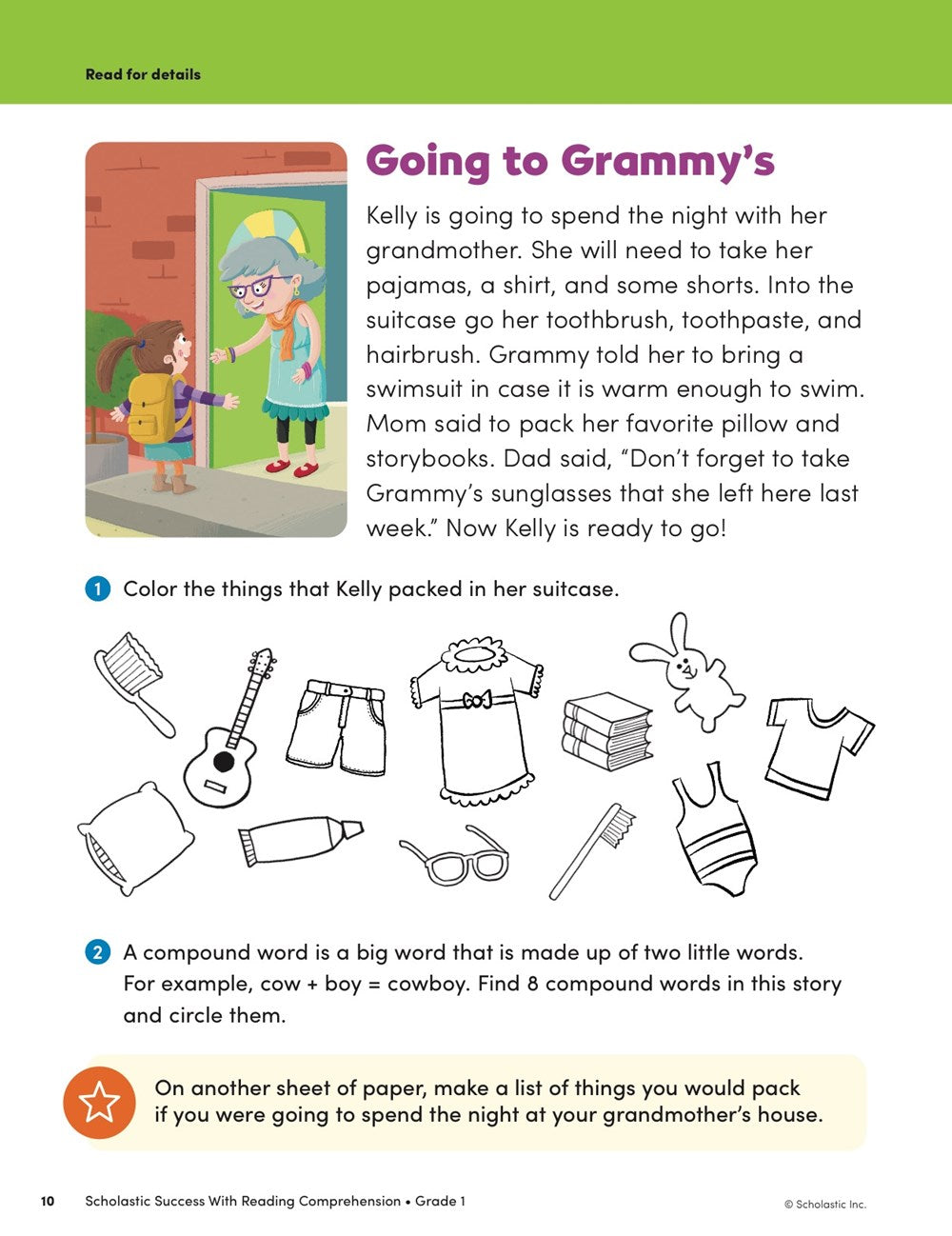 Scholastic Success with Reading Comprehension Grade 1 Workbook