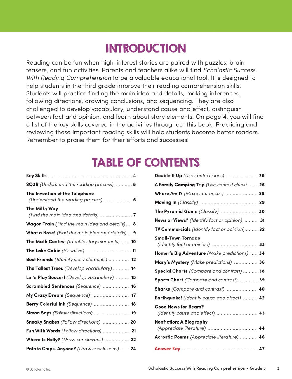 Scholastic Success with Reading Comprehension Grade 3 Workbook