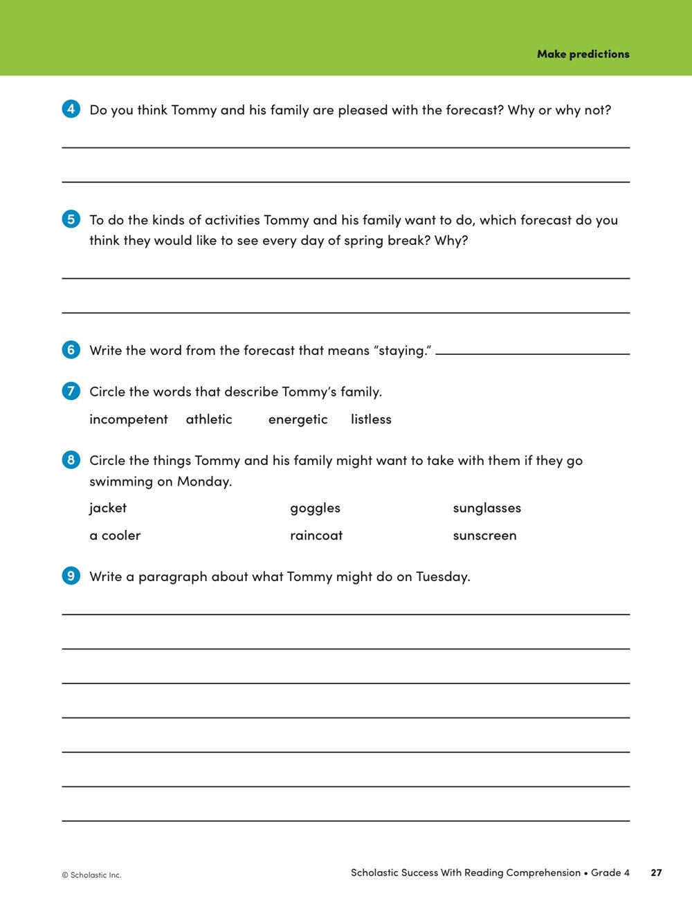 Scholastic Success with Reading Comprehension Grade 4 Workbook